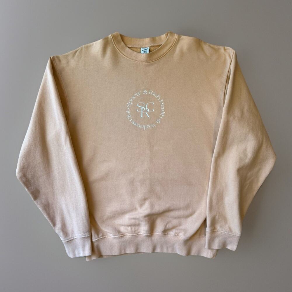 Sporty & Rich Sweatshirt Medium Peach Fleece Pullover Made in USA New York